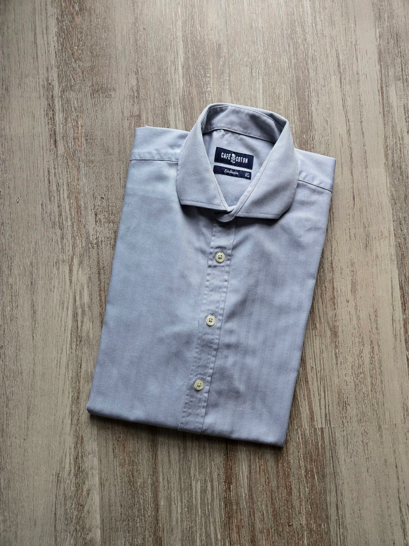 Chemise grise motifs chevron Café Coton taille M 
